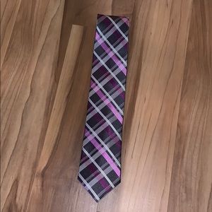 Dark Gray and Pink plaid tie